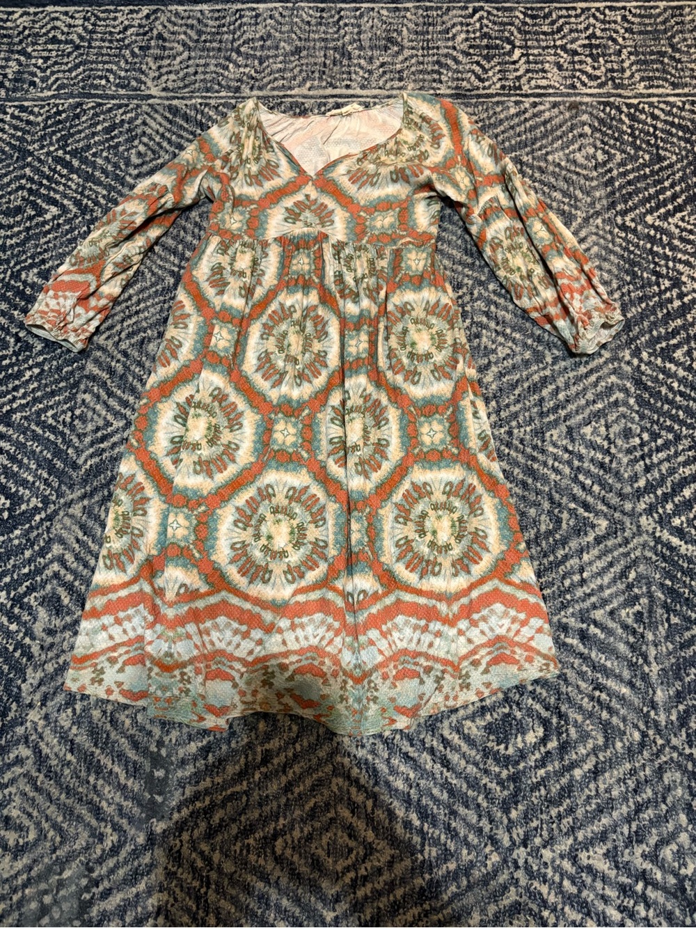 Nurture by Westbound Boho Floral Medallion Women’s Dress in Coral and Sage